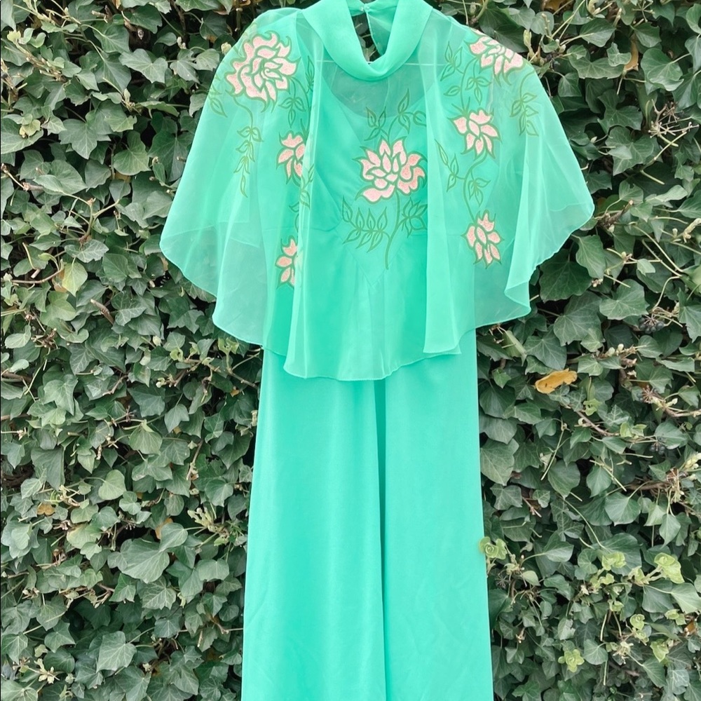Vintage dress with chiffon cap/ overlay SOLD